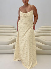 Members Only Maxi Dress Yellow Floral Curve