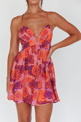 Le Jardins A-Line Mini Dress Roses Red