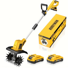 20V Cordless Garden Cultivator – 360RPM Electric Soil Tiller with Dual Batteries & Charger