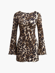 Leopard Printed Open Back Tie Dress