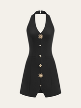 Metal Button Halter Dress