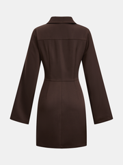 Satin Cowl-Neck Long Sleeve Mini Dress