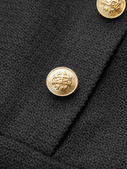 Sheer Sleeve Metal Detail Tweed Mini Dress