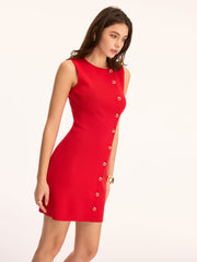 Sleeveless Button-Front Sheath Mini Dress