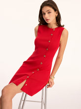 Sleeveless Button-Front Sheath Mini Dress