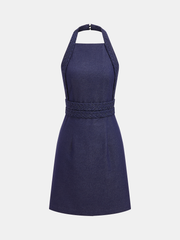 Braided Halter Backless Mini Dress