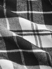Adjustable Sleeve Waist-Cincher Plaid Shirt Dress