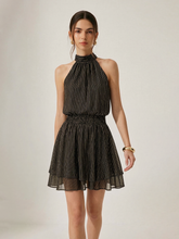 Halter Striped Smocked Layered Mini Dress