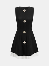 Contrast Hem Sleeveless Rhinestone Detail Dress