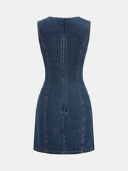 Sleeveless V-Neck Denim Mini Dress