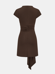 Short Sleeve Fitted Buckle Mini Dress