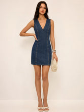 Sleeveless V-Neck Denim Mini Dress