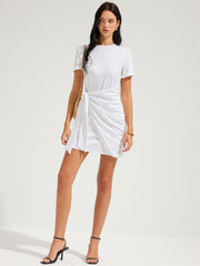 Short Sleeve Knotted Wrap Mini Dress
