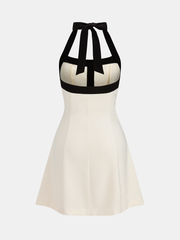 Contrast Halter A-Line Mini Dress