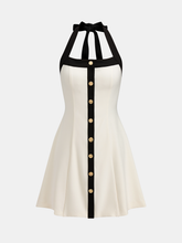 Contrast Halter A-Line Mini Dress