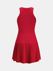 Striped Sleeveless Pleated Knit Dress