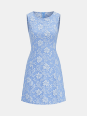 Floral Jacquard Sleeveless Mini Dress