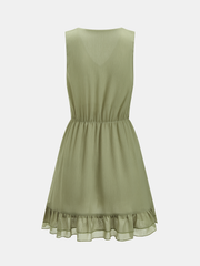 Ruffled Cape & Sleeveless Dress Chiffon Two-Piece Set