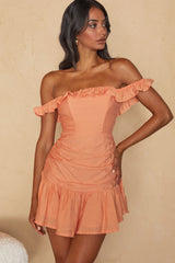 Paradis Off-Shoulder Ruched Bodice Mini Dress Mango