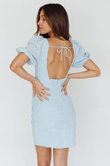 Santa Cruz Sun Puff Sleeve Eyelet Dress Blue