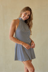 Gio Striped Mock Neck Mini Dress