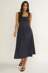 Idyllic Gathered Bust Midi Dress Indigo
