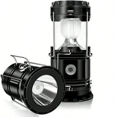 Portable Solar Rechargeable LED Camping Light,With USB Charging Port,Suitable For Hiking,Night Fishing,Emergency Use