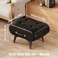 1PC Retro Style Artificial Leather Creative Footstool, Shoe Changing Stool, Essential Small Stool For Home, Foyer Small Chair Wooden Frame, Upholstered Interior, Multi-Use Footrest For Living Room, Entryway, Office