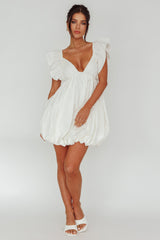 Horoscope Bubble Hem Mini Dress Ivory