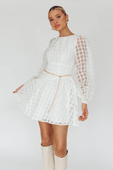 Tatiana Long Sleeve Plaid Mini Dress White