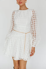 Tatiana Long Sleeve Plaid Mini Dress White