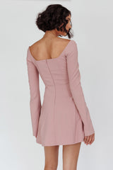 Kieran Long Sleeve A-Line Mini Dress Blush
