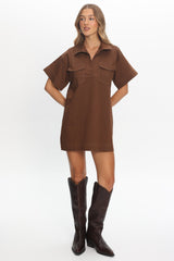 Mariska Collared Mini Dress Chocolate
