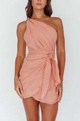 Island Time One-Shoulder Mini Dress Peach