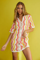 Glennon Crochet Shirt Dress Pink