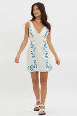 Mykonos Morning Tied Shoulder Mini Dress Beige