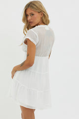 Azura Scalloped Lace Mini Dress White