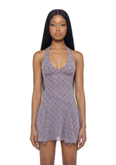 Essex Plaid Halter Dress - Purple