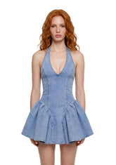 Divine Feminine Peplum Dress - Denim