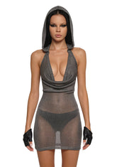 Analog Hooded Cowl Neck Dress