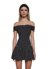Audrey Polka Dot Dress - Black