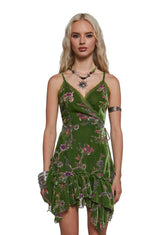 Dryas Velvet Wrap Mini Dress