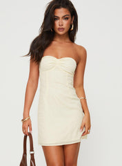 Malena Strapless Mini Dress Lemon