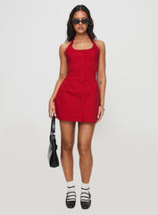 Mallorie Halter Mini Dress Red Petite