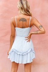 Erica Cami Strap Accordion Pleat Dress Hail Spot Baby Blue