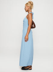 Mallorie Halter Maxi Dress Blue / Black Polka