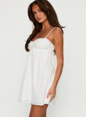 Marliene Broiderie Mini Dress White