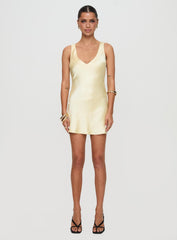 Kingslie Low Back Mini Dress Baby Yellow Petite