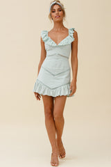 Katerina Frill Trim Tied Back Dress Pistachio