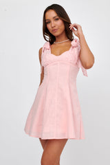 Kellie Bow Shoulder Mini Dress Pink